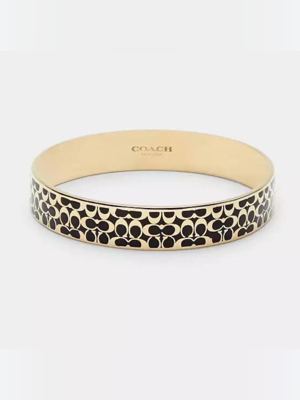 Coach Signature Enamel Bangle Bracelet Brown/Gold